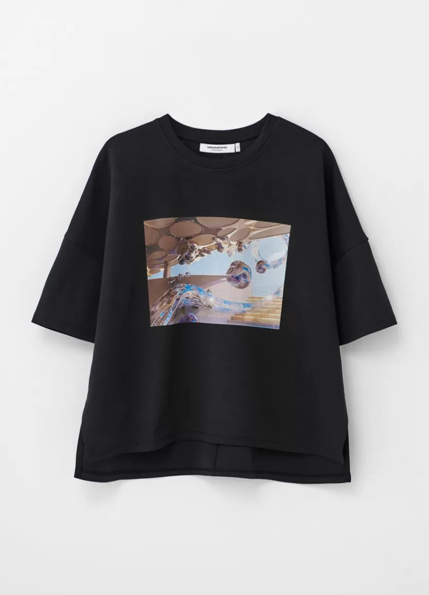 T-Shirts*Vagabond Boxy T-Shirt X Micky Ho Black Textile