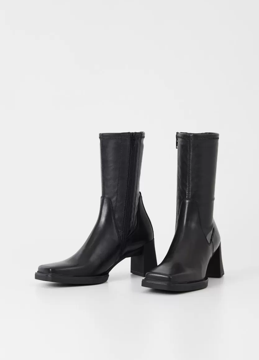 Boots*Vagabond Edwina Boots Black Leather/Synthetic Stretch