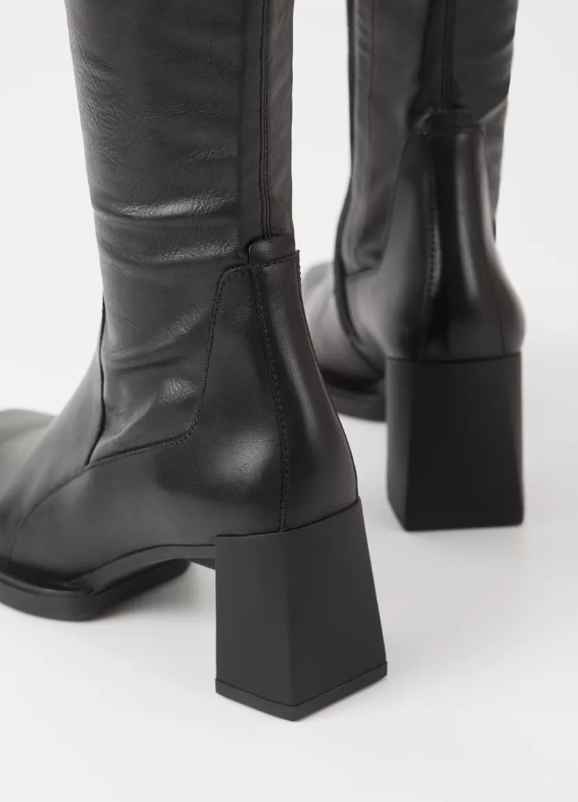 Boots*Vagabond Edwina Tall Boots Black Leather/Synthetic Stretch