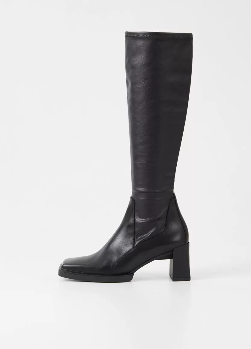 Boots*Vagabond Edwina Tall Boots Black Leather/Synthetic Stretch