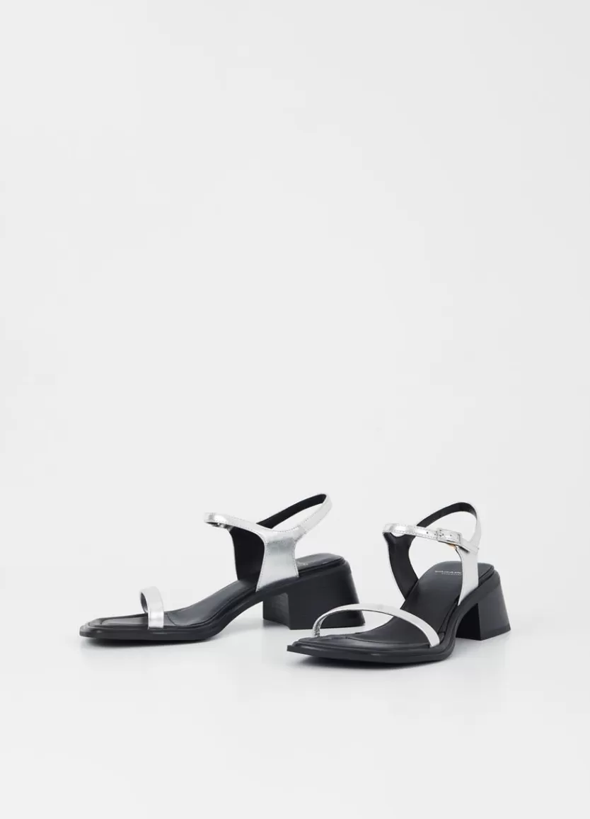 Sandals*Vagabond Ines Sandals Silver Metallic Leather