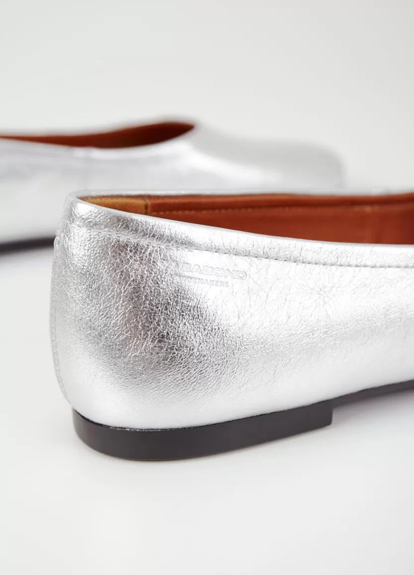 Ballet Flats*Vagabond Jolin Shoes Silver Metallic Leather