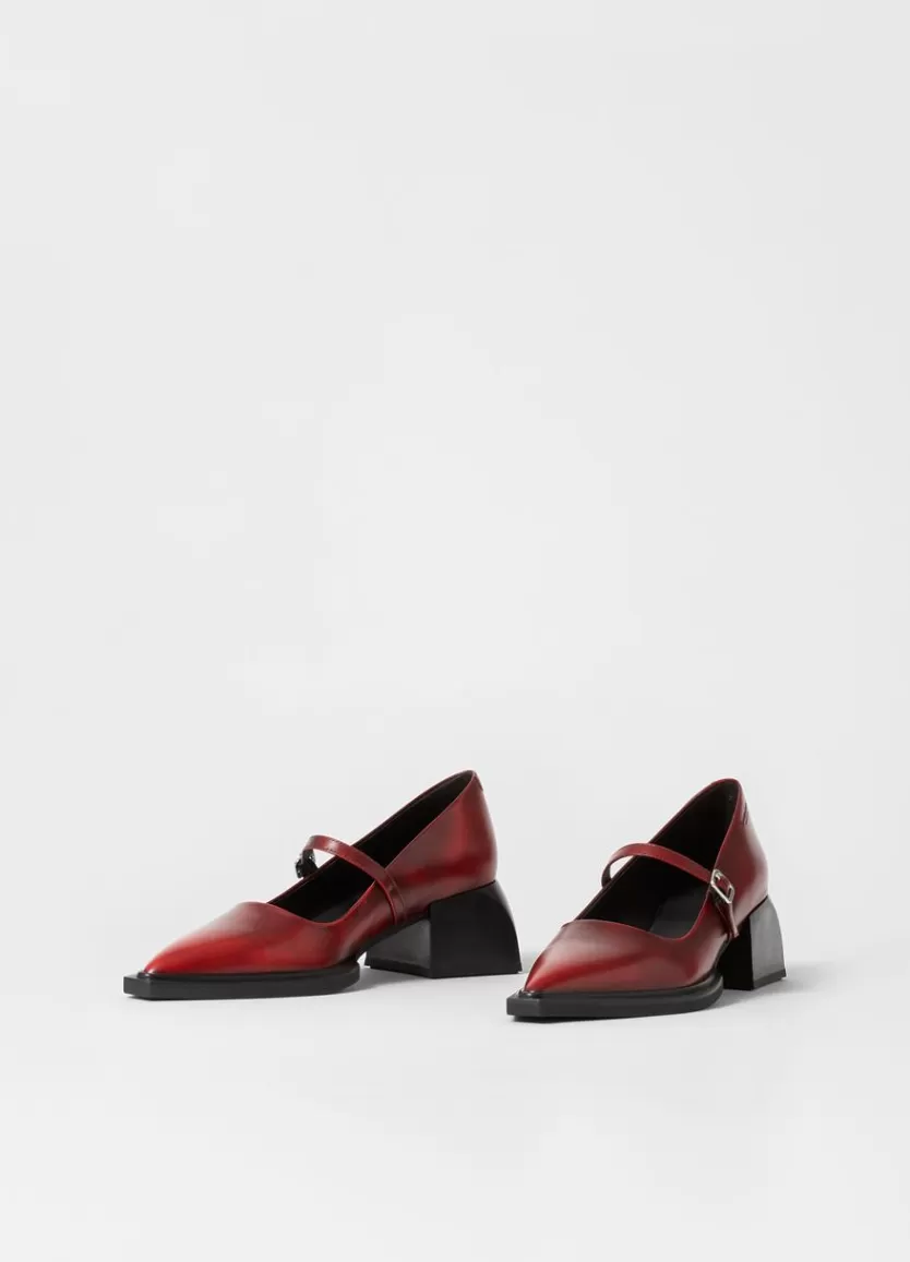 Mary Janes*Vagabond Vivian Pumps Red Brush Off Leather