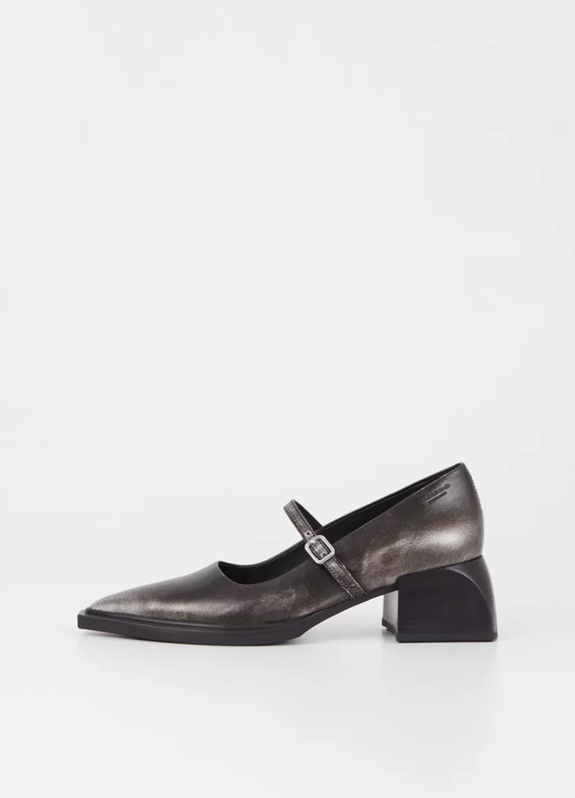 Mary Janes*Vagabond Vivian Pumps Silver Brush Off Leather